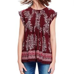 Madewell Silk Garden Top Lassi Flower Maroon Floral Sleeveless Blouse Top Size S